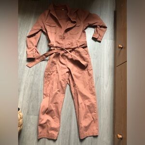 Old Navy Tie-Belt Utility Canvas Jumpsuit XS petite